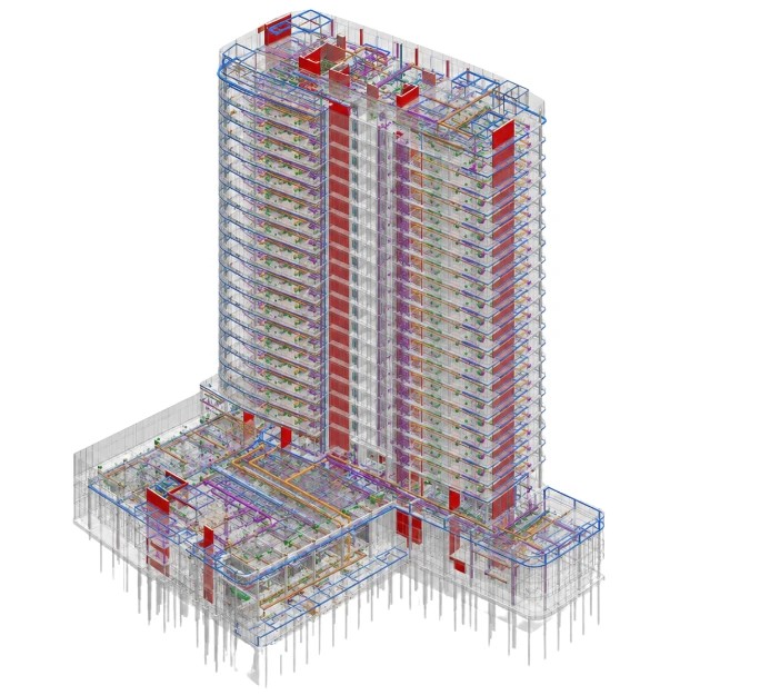 BIM model with concrete overlap analysis
